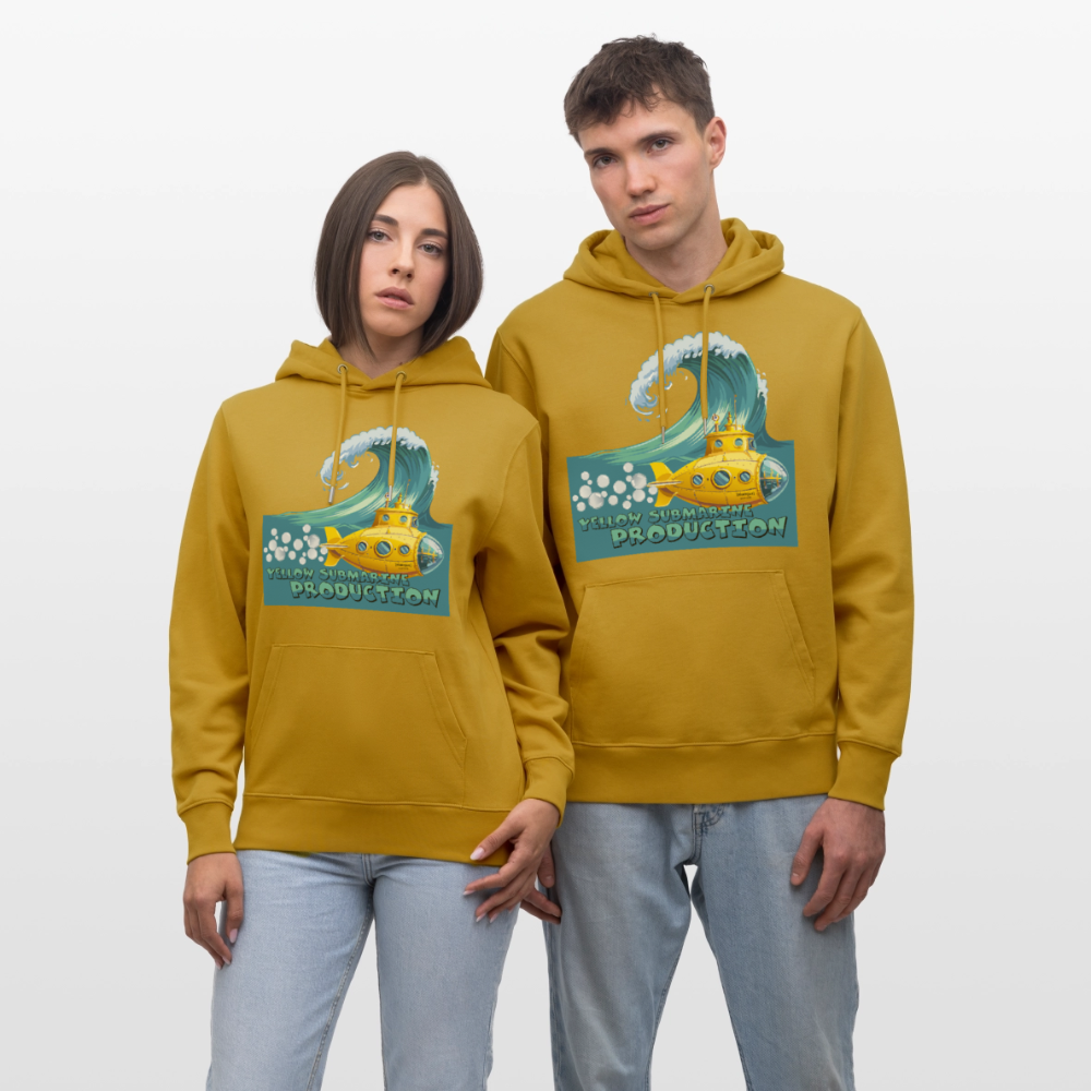 Unisex Bio-Hoodie mit YELLOW SUBMARINE PRODUCTION PRINT - Ocker