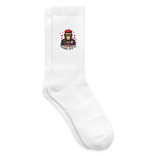 Tennissocken mit MONKEY IN LOVE Print - Weiß