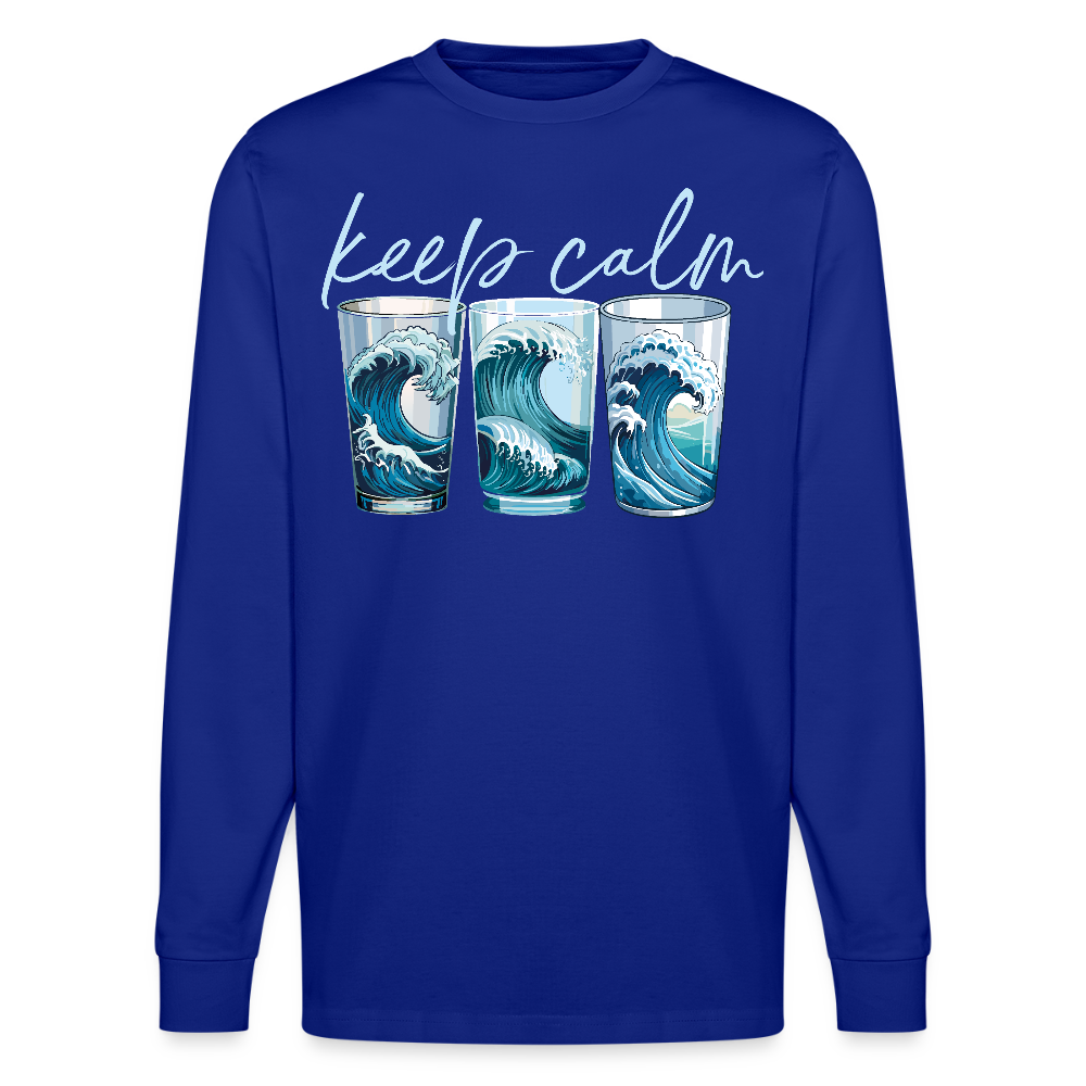 Unisex Bio-Langarmshirt mit KEEP CALM PRINT - Königsblau
