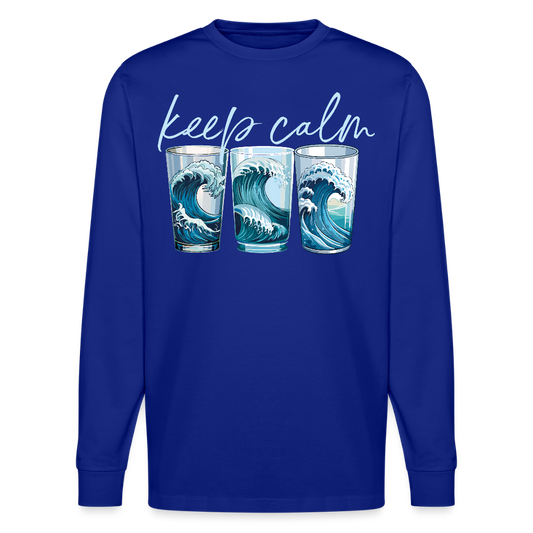Unisex Bio-Langarmshirt mit KEEP CALM PRINT - Königsblau