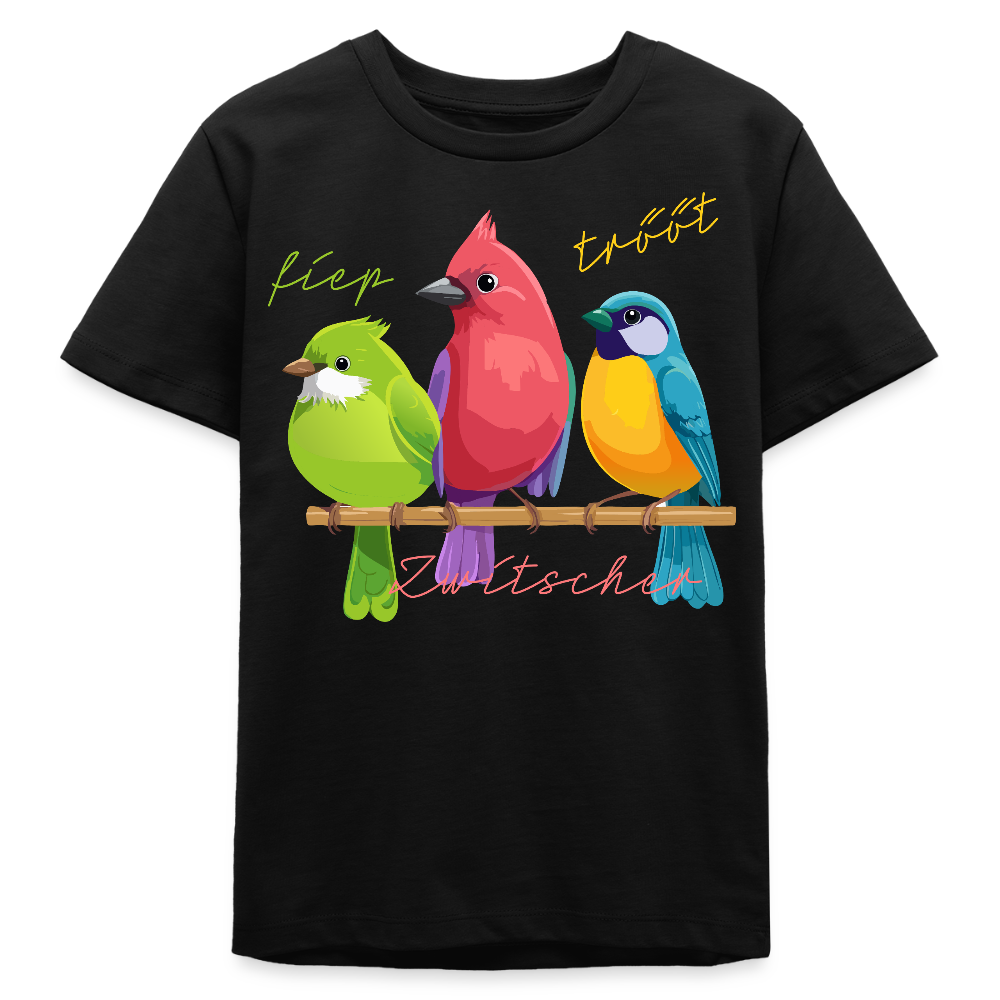 MNJS TEENS Bio T-Shirt mit ZWITSCHERGÄNG PRINT - Schwarz