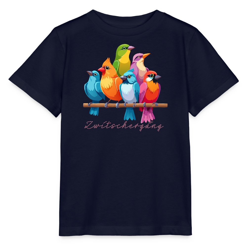 Kinder T-Shirt MINI mit Zwitschergäng Print - Navy