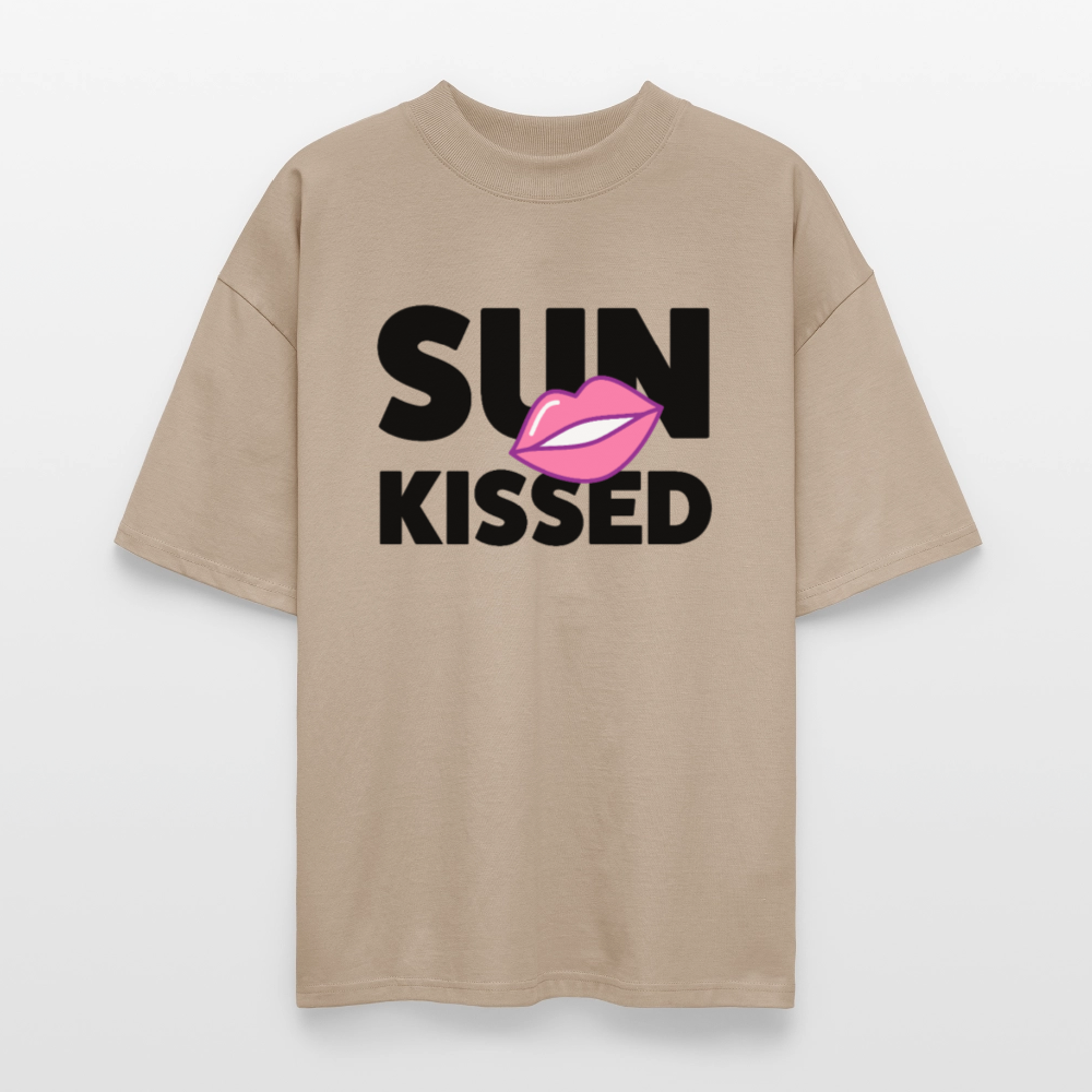 Oversized Unisex T-Shirt mit SUN KISSED PRINT - Steingrau