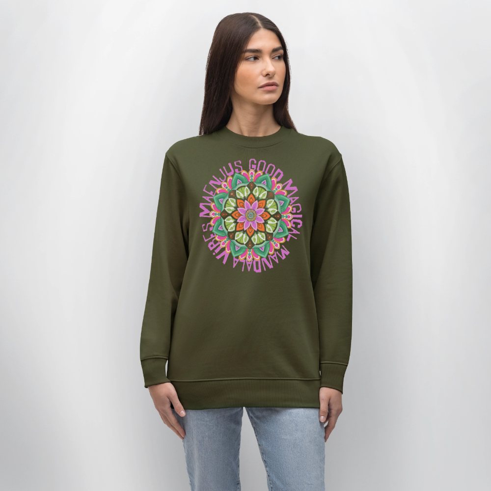 Unisex Bio-Sweatshirt mit MANDALA VIBES PRINT - Khaki