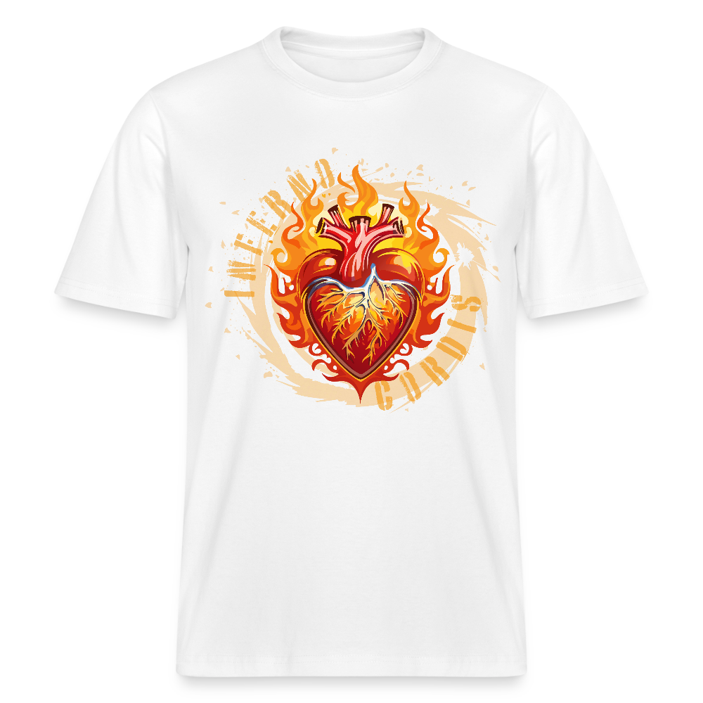 Unisex Bio-T-Shirt mit FEUERHERZ ORANGE PRINT - Weiß