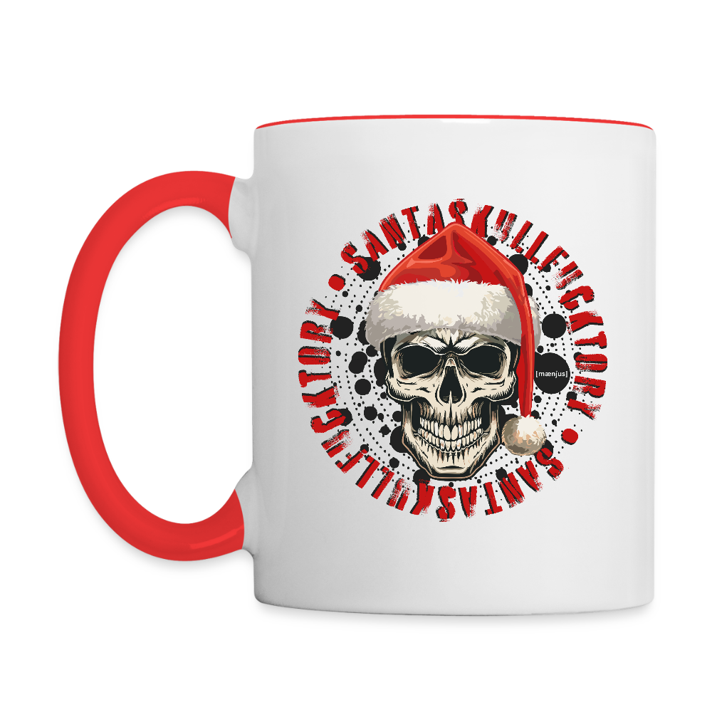 Tasse zweifarbig mit SANTASKULL FUCKTORY PRINT - Weiß/Rot