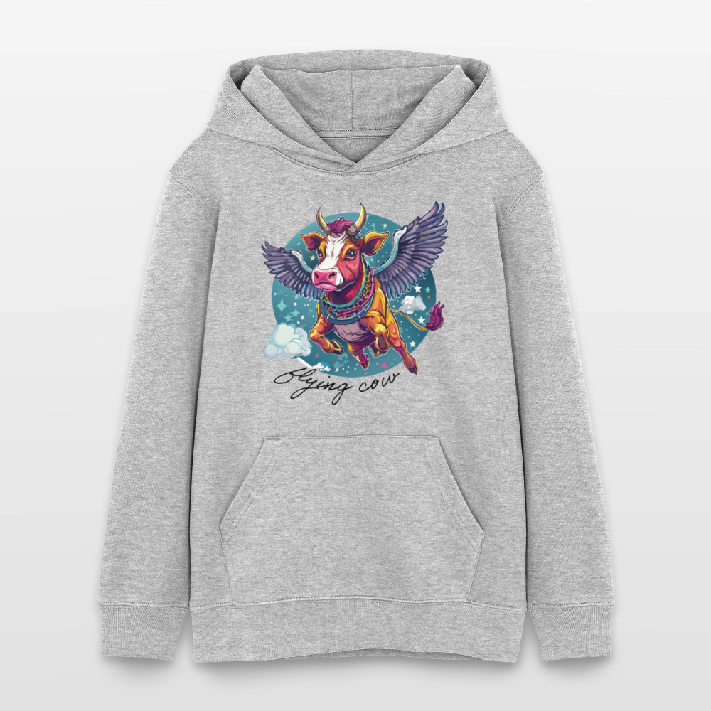 MNJS TEENS Bio-Hoodie mit FLYING COW PRINT - Grau meliert