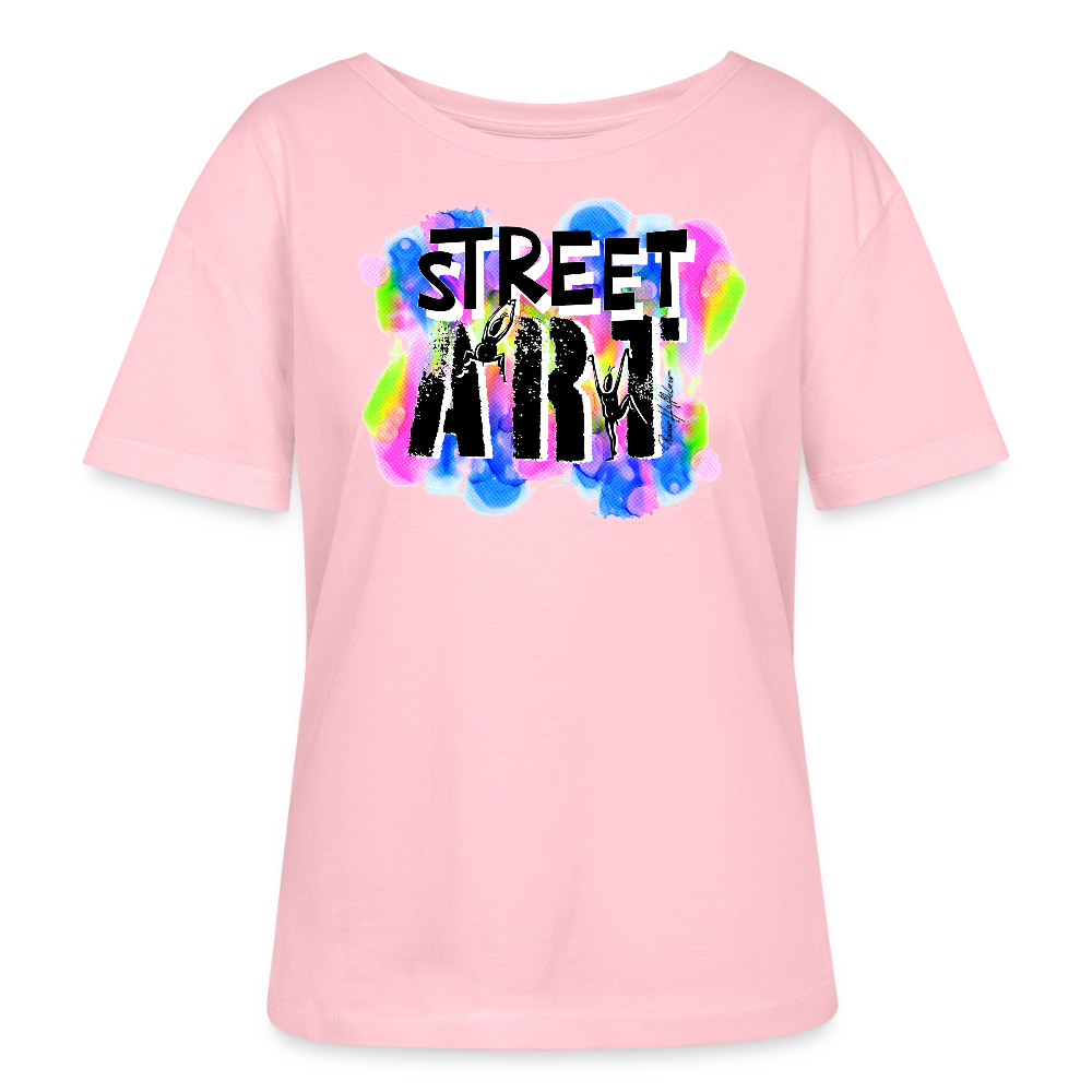 Relaxed Rundhals Frauen Bio-T-Shirt mit STREET ART PRINT - Hellrosa