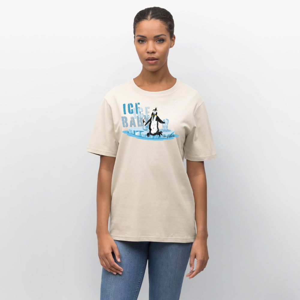 Unisex Bio-T-Shirt mit ICE ICE BABY PINGUIN PRINT - Naturweiß 