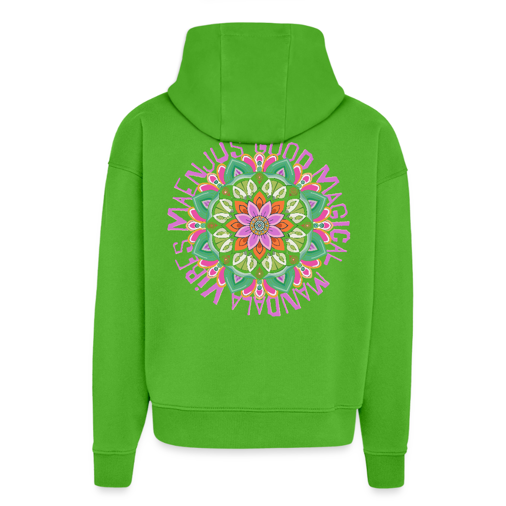 Heavyweight Oversized Organic Hoodie Made in EU mit Mandala Vibes Print - Apple Neon