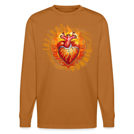 Unisex Bio-Langarmshirt mit FEUERHERZ PRINT - Herbstorange