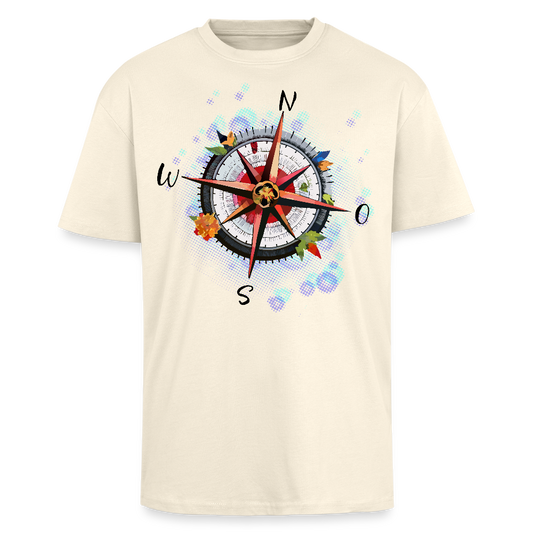 Heavy Oversize T-Shirt mit WINDROSE PRINT - Creme