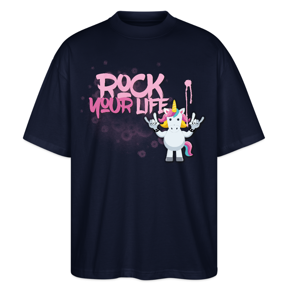 Oversized Unisex T-Shirt mit ROCK YOUR LIFE PRINT - Navy