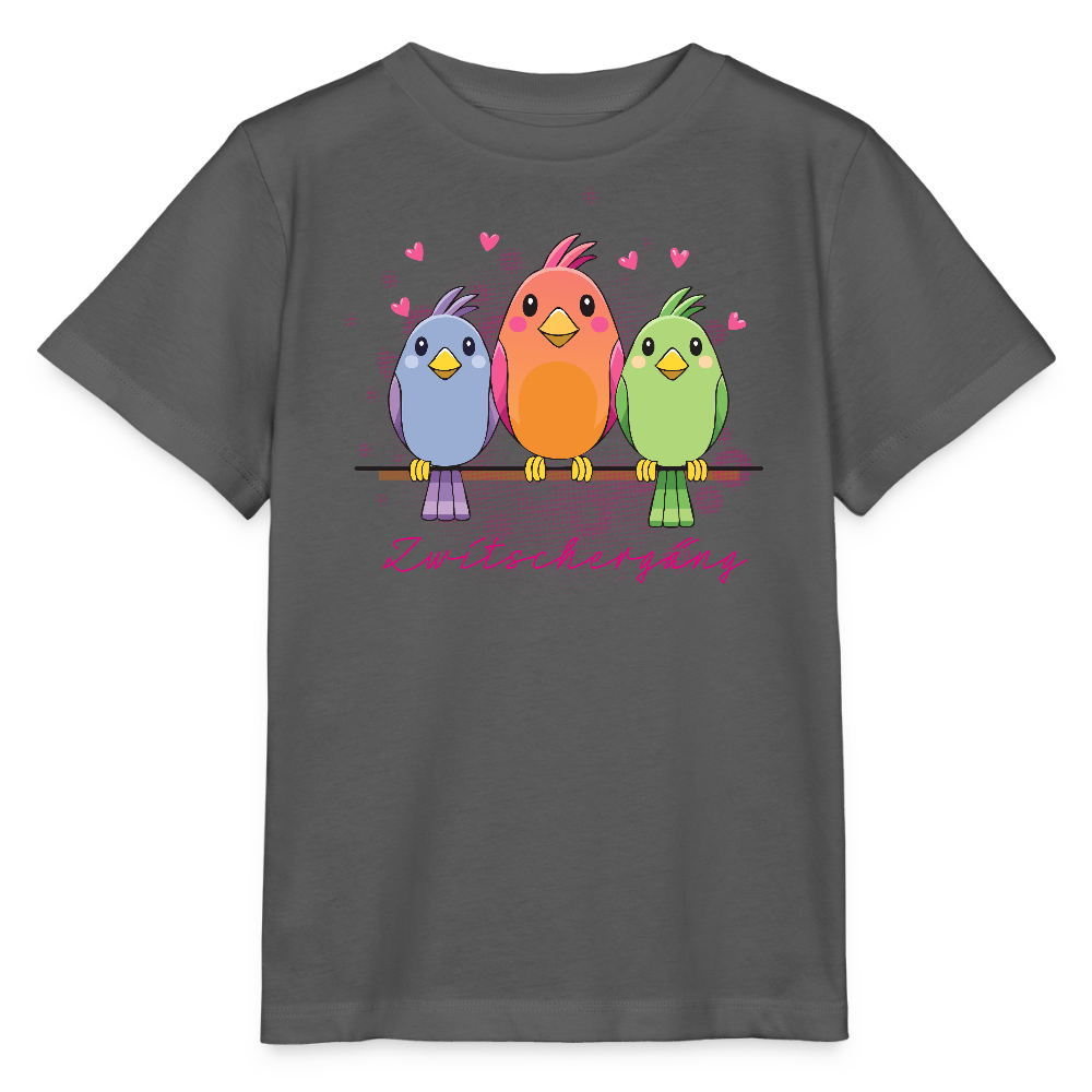 Kinder T-Shirt MINI mit Zwitschergäng Print - Anthrazit