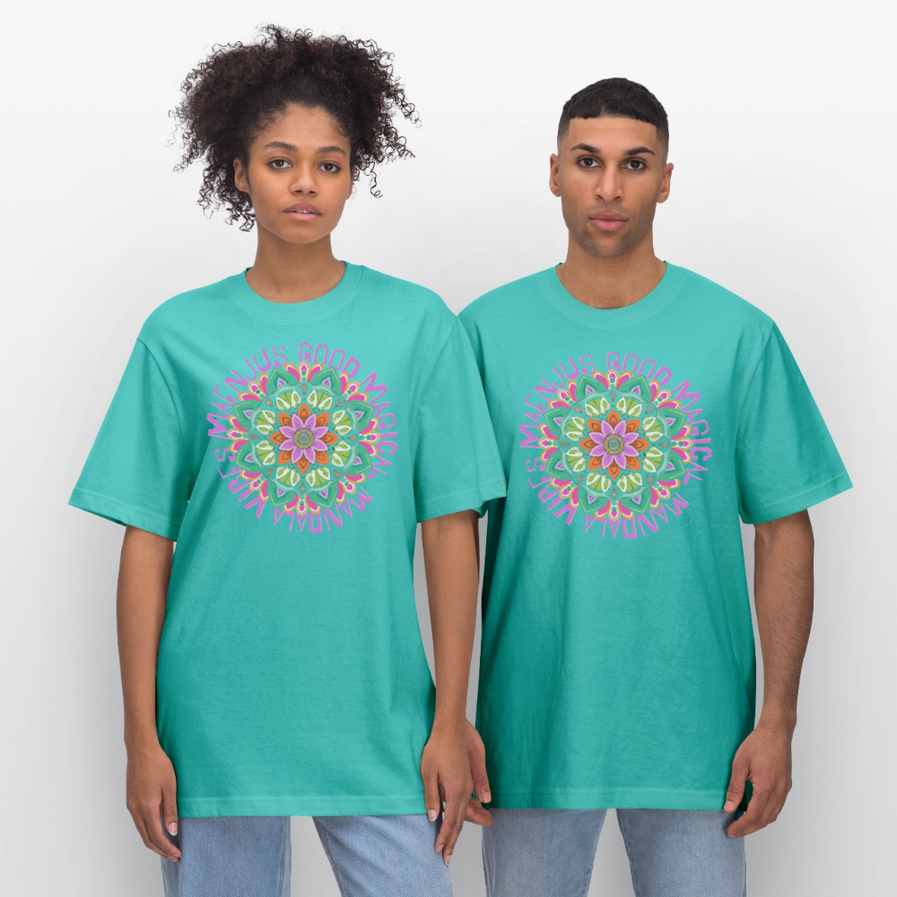 Unisex Bio-T-Shirt mit MANDALA VIBES PRINT - Poolblau