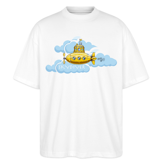 Oversized Unisex T-Shirt mit SKYDIVER PRINT - Weiß