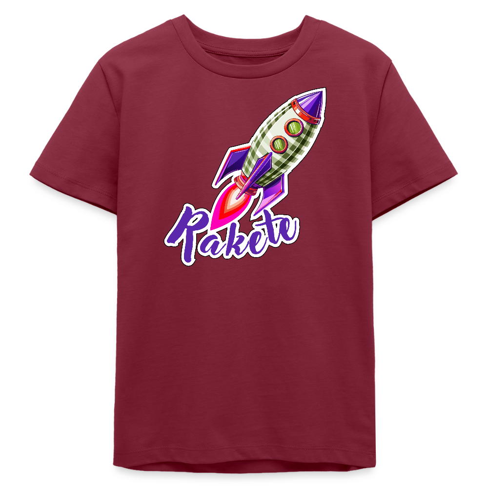 MNJS TEENS Bio T-Shirt mit RAKETE PRINT - Burgunderrot