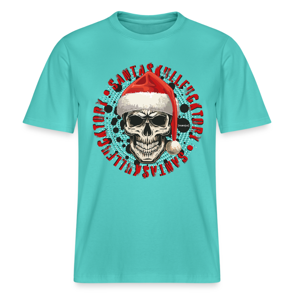 Unisex Bio-T-Shirt mit SANTASKULL FUCKTORY PRINT - Poolblau