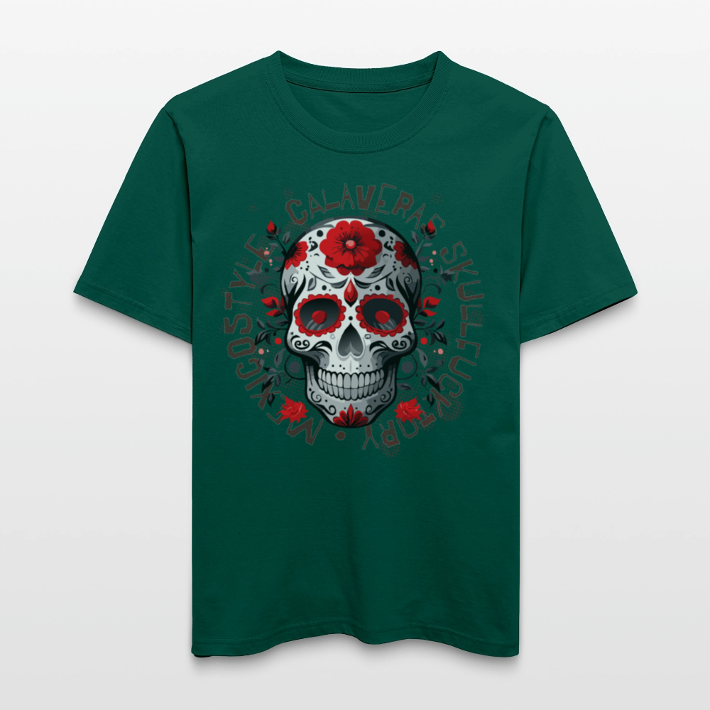 Relaxed Fit Unisex Bio-T-Shirt mit CALAVERS ROSEN PRINT Vorderseite - Forest