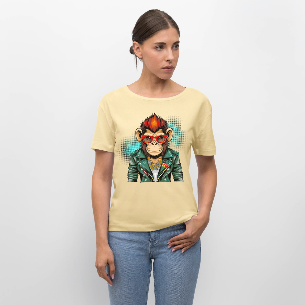 Frauen T-Shirt mit MONKEYPRINT - Creme
