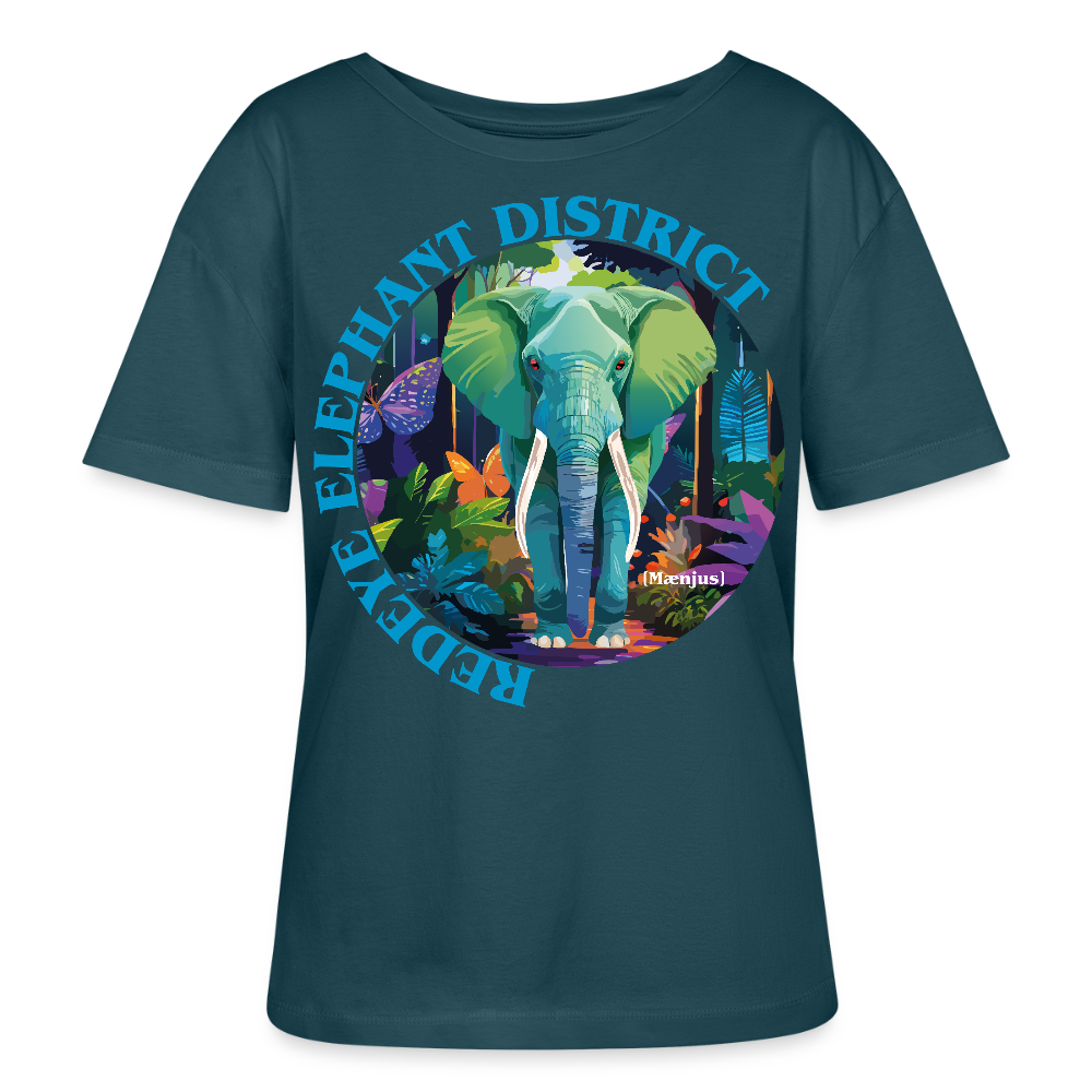 Frauen T-Shirt mit REDEYE ELEPHANT DISTRICT PRINT Vorderseite - Dunkles Petrol