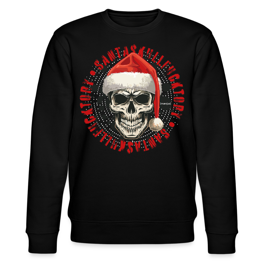 Unisex Bio-Sweatshirt mit SANTASKULL FUCKTORY PRINT - Schwarz