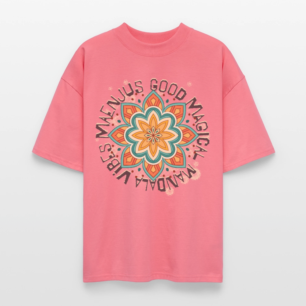 Oversized Unisex Bio T-Shirt mit MANDALA VIBES PRINT - Pink 