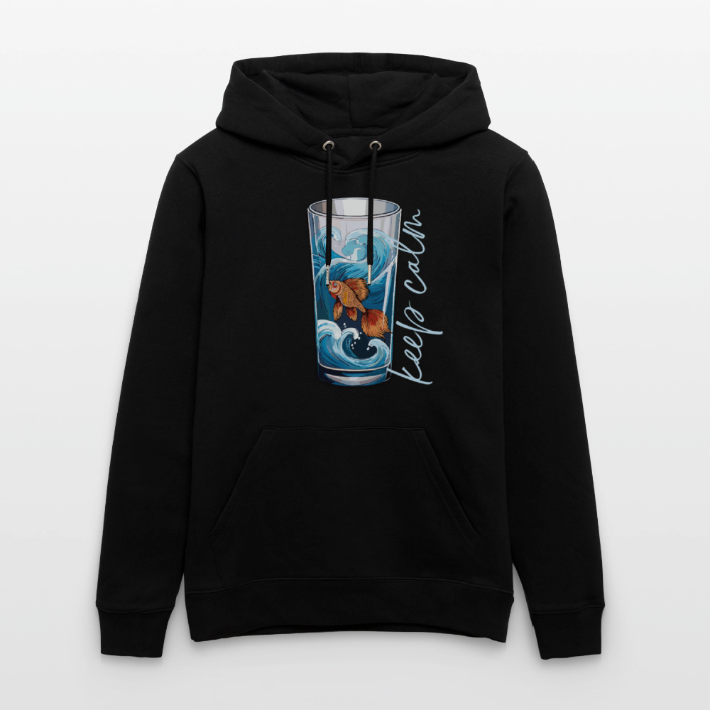 Unisex Bio-Hoodie mit KEEP CALM PRINT - Schwarz