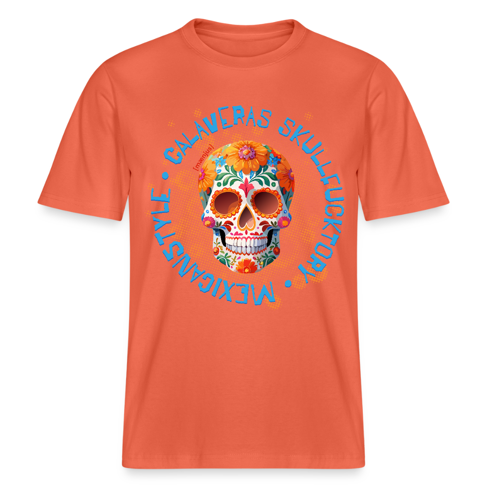 Relaxed Fit Unisex Bio-T-Shirt mit CALAVERAS MEXICANSTYLE PRINT Vorderseite - Hellrot