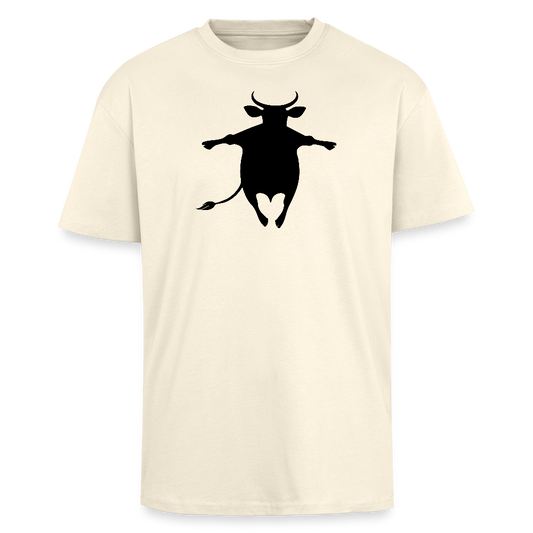 Heavy Oversize T-Shirt mit HAPPY COW PRINT - Creme