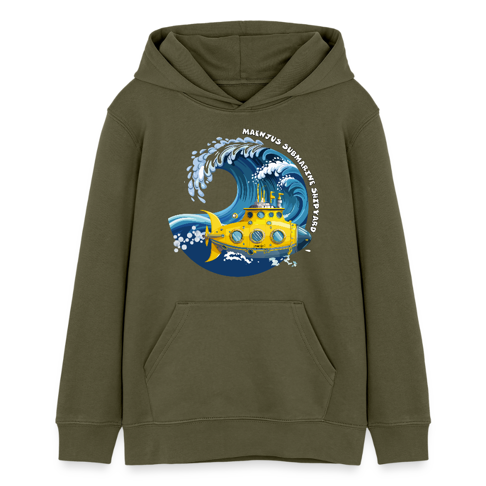 Teens Bio-Hoodie mit MAENJUS SUBMARINE SHIPYARD PRINT - Khaki