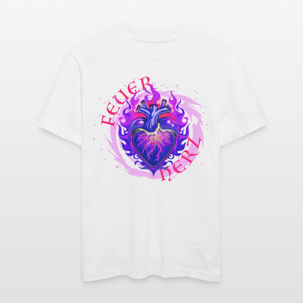 Unisex Bio-T-Shirt mit FEUERHERZ LILA PRINT - Weiß