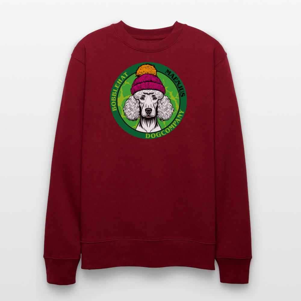 Unisex Bio-Sweatshirt mit BOBBLEHAT DOGCOMPANY PRINT - Burgunderrot