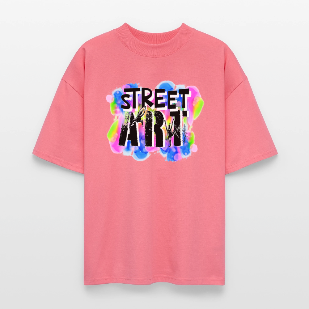 Oversized Unisex Bio T-Shirt mit STREET ART PRINT - Pink 
