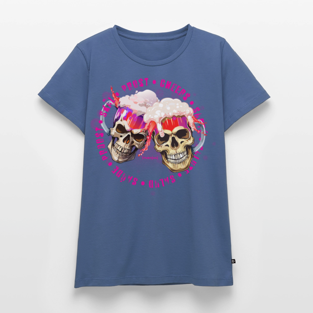 Frauen Premium T-Shirt mit OKTOBERFEST SKULL GIRL PRINT - Taubenblau
