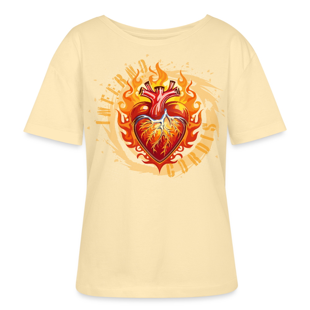 Frauen T-Shirt mit FEUERHERZ ORANGE PRINT - Creme