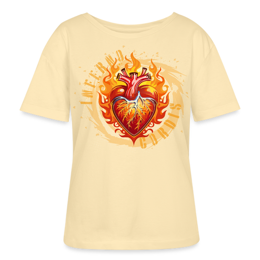 Frauen T-Shirt mit FEUERHERZ ORANGE PRINT - Creme