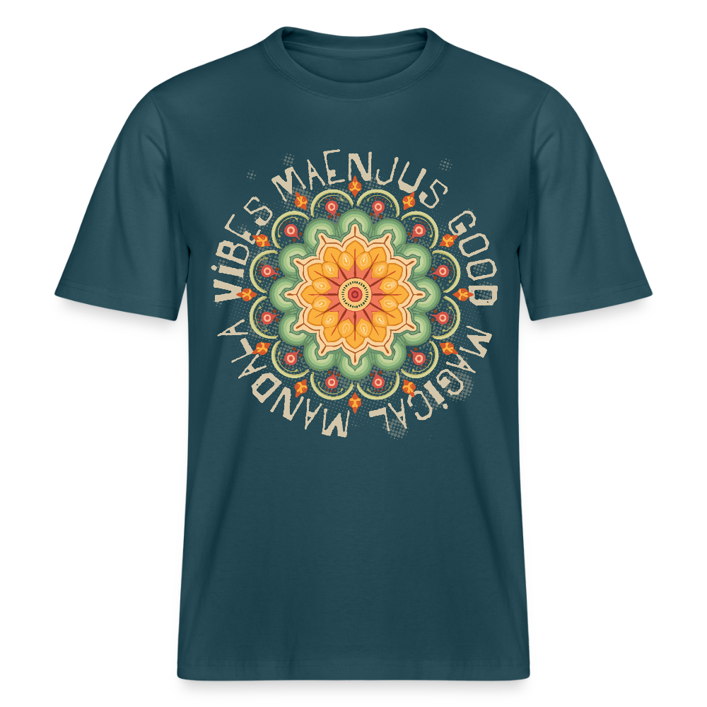 Unisex Bio-T-Shirt mit MANDALA VIBES PRINT - Dunkles Petrol