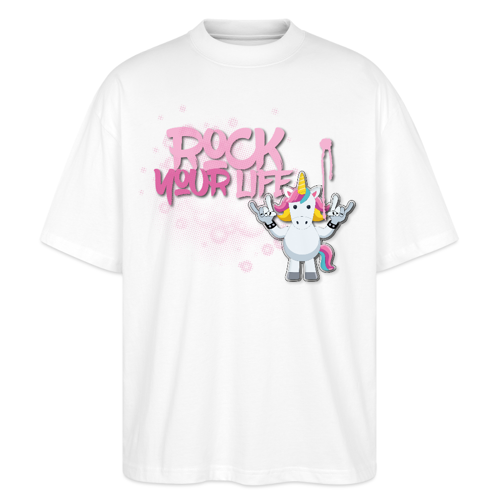 Oversized Unisex T-Shirt mit ROCK YOUR LIFE PRINT - Weiß
