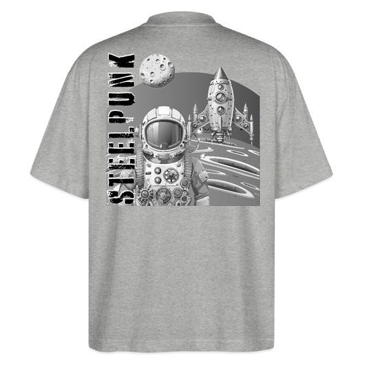 Oversized Unisex T-Shirt mit STEELPUNK PRINT Rückseite - Grau meliert