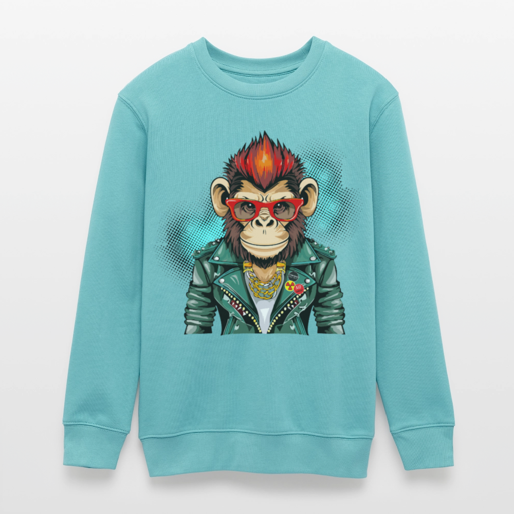 MNJS TEENS Bio Sweatshirt mit MONKEY PRINT - Pastelltürkis