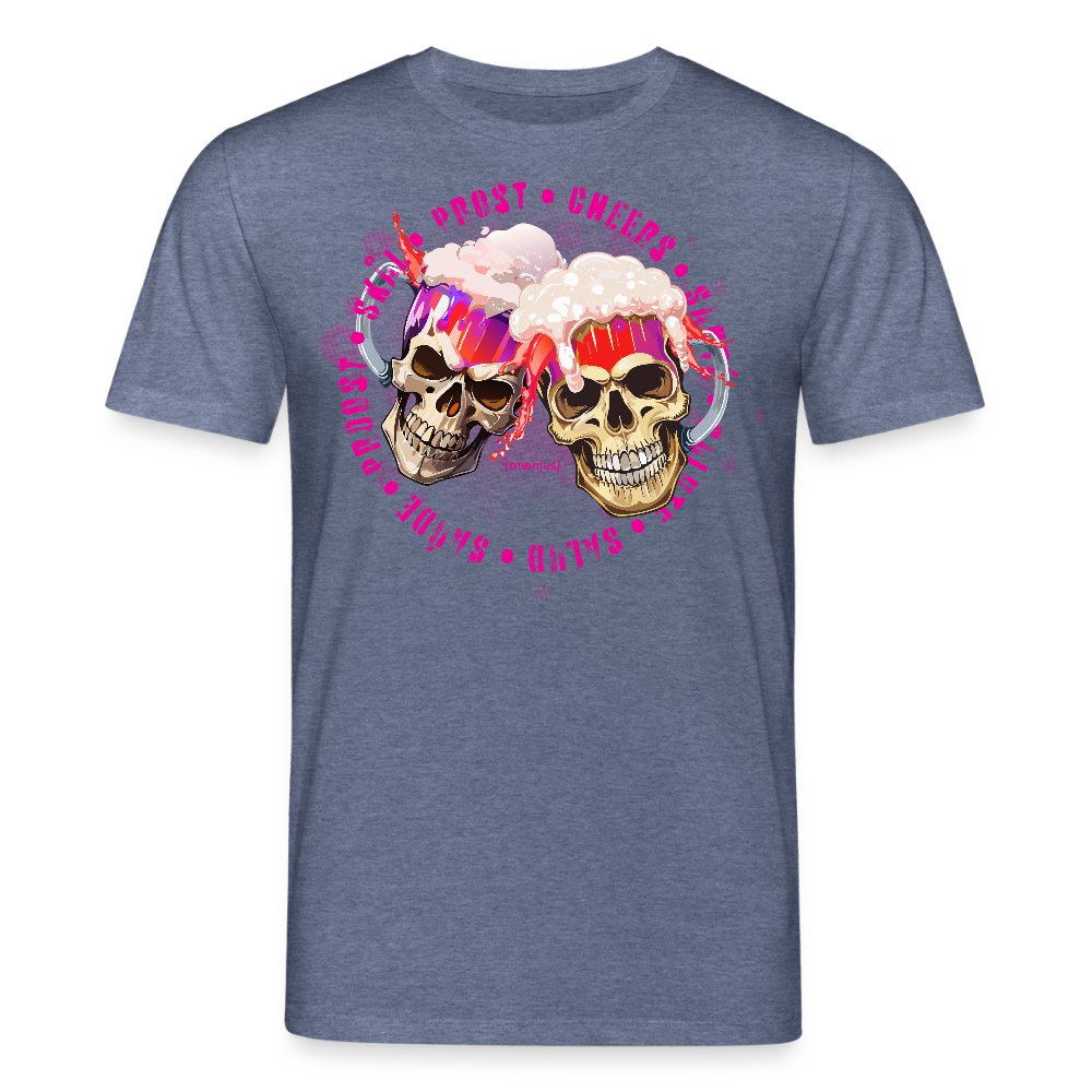 Unisex Bio-T-Shirt mit OKTOBERFEST SKULL GIRL PRINT - Dunkelblau meliert