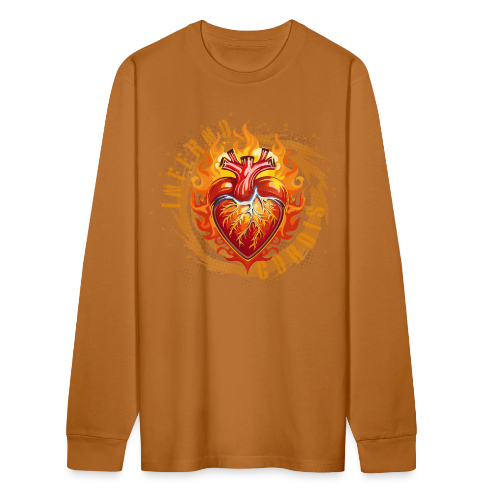Unisex Bio-Langarmshirt mit FEUERHERZ PRINT - Herbstorange