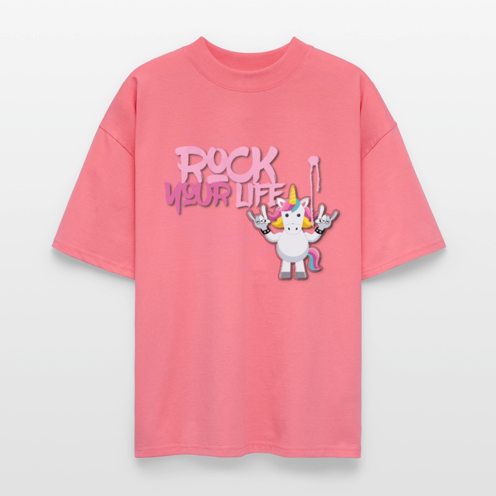 Oversized Unisex T-Shirt mit ROCK YOUR LIFE PRINT - Pink 