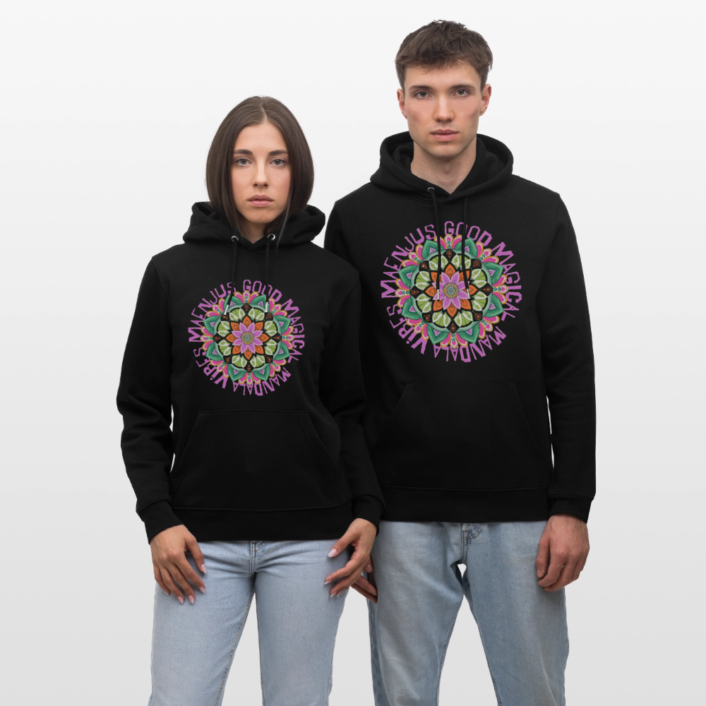 Unisex Bio-Hoodie mit MANDALA VIBES PRINT - Schwarz