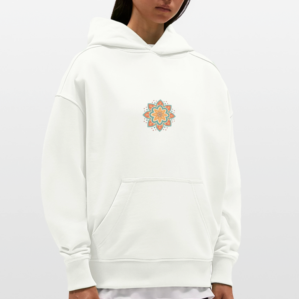 Heavyweight Oversized Organic Hoodie Made in EU mit Mandala Vibes Print - OFF WHITE