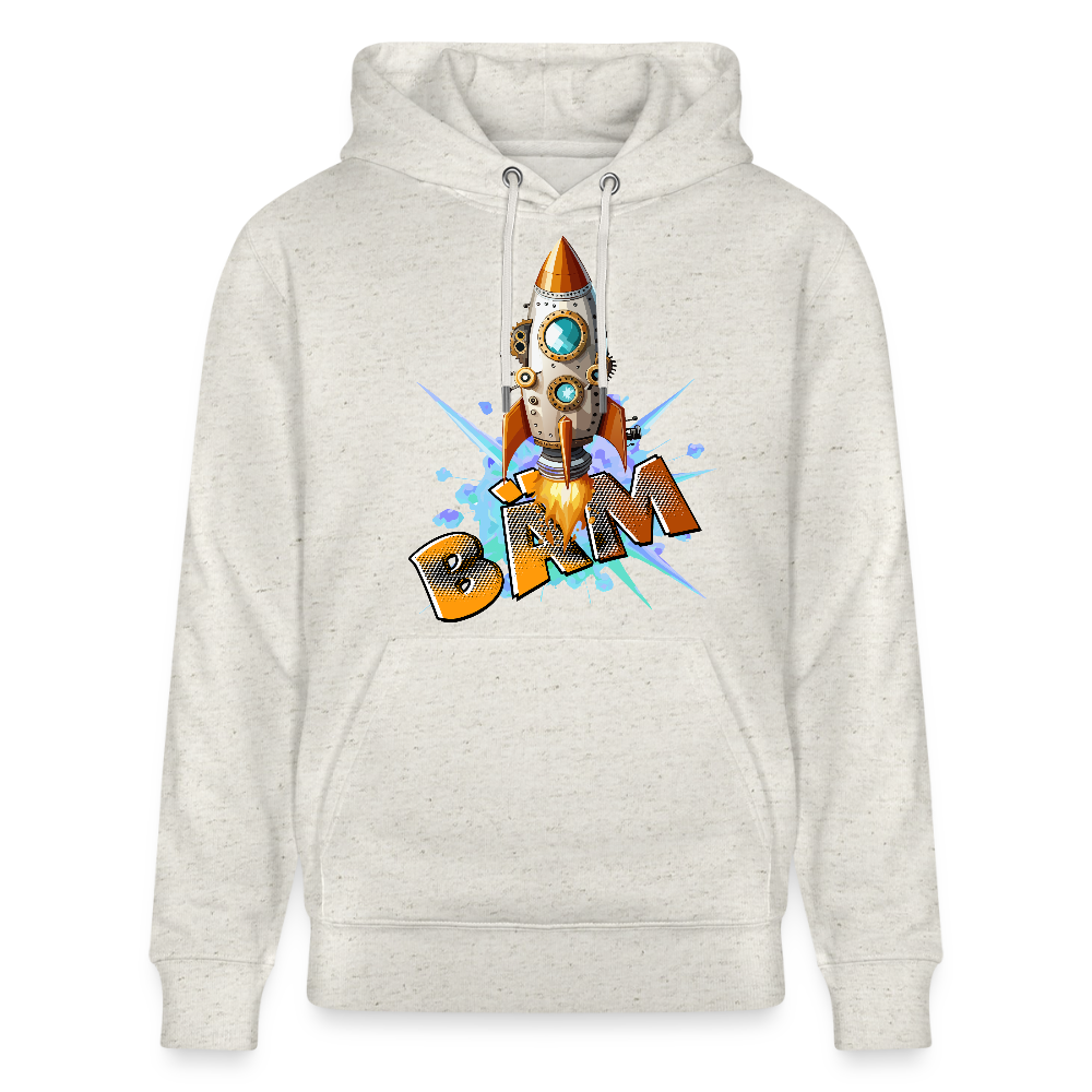Unisex Hoodie mit RAKETE PRINT - Beige meliert