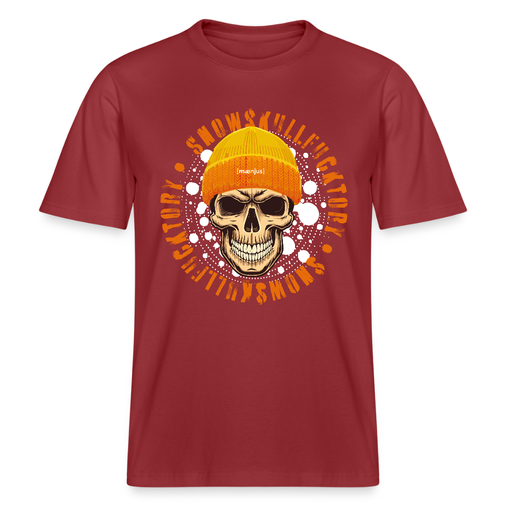 Unisex Bio-T-Shirt mit SNOWSKULL FUCKTORY PRINT - Erdrot