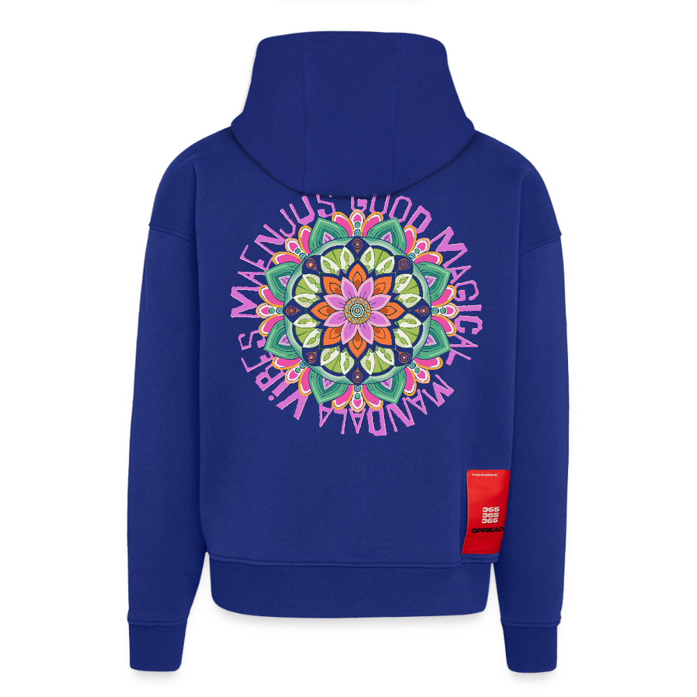 Heavyweight Oversized Organic Hoodie Made in EU mit Mandala Vibes Print - Iconic Blue