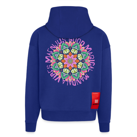 Heavyweight Oversized Organic Hoodie Made in EU mit Mandala Vibes Print - Iconic Blue